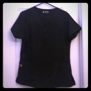 Four stretch large black scrubs set pants and top